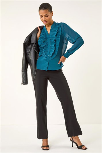 Ruffle Front V-Neck Blouse 10211491