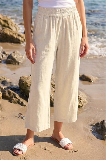 Petite Linen Blend Cropped Trouser 18096794