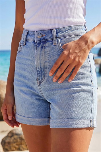Stretch Denim Mom Shorts 18028743