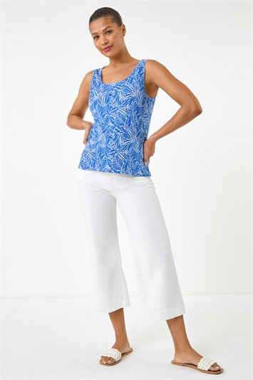 Leaf Print Textured Stretch Vest Top 19440409
