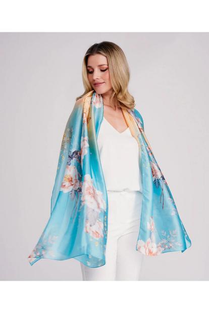 Multi Mabel - Floral Satin Silk Scarf