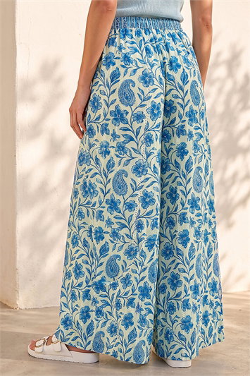 Floral Print Textured Palazzo Trouser 18119309
