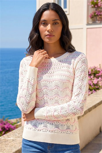 Pink Stripe Wave Knit Jumper