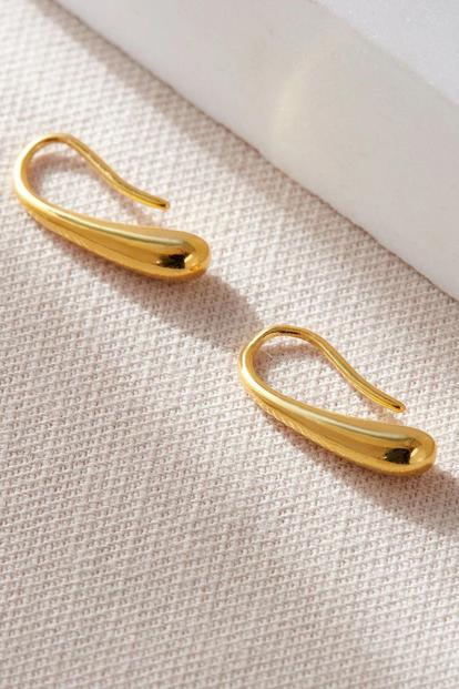 Metallic Sterling Silver Teardrop Water Drop Earrings
