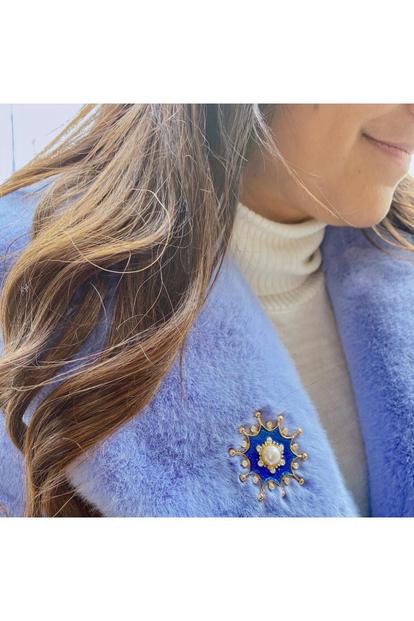 Blue Pearl Brooch