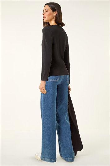 V-Neck Metal Trim Stretch Top 19455508