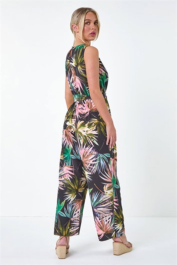 Petite Tropical Print Wrap Jumpsuit 14568908