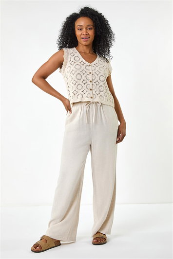Petite Crochet Frill Sleeve Top 16196559