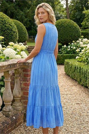 Embroidered V-Neck Midi Dress 14758245