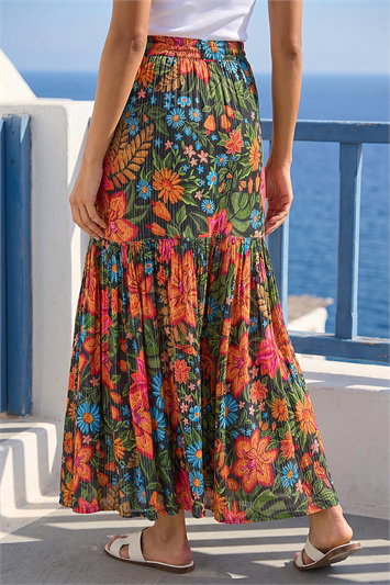 Floral Print Tiered A-Line Skirt 17058508