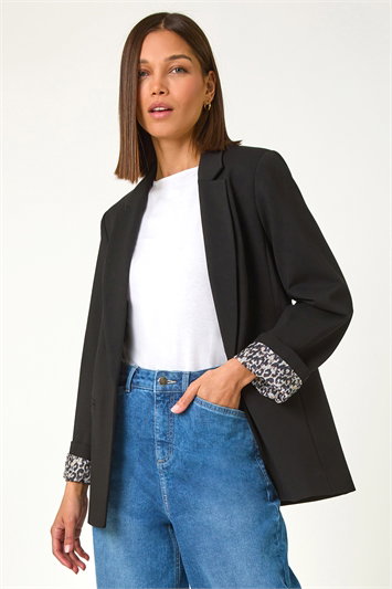 Animal Print Lined Stretch Blazer 15031408
