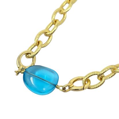 Metallic Blue Topaz December Birthstone Statement Pendant Necklace