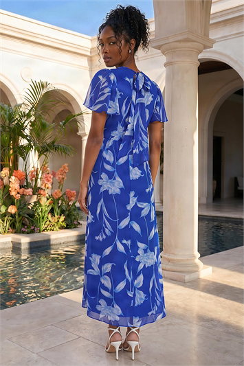 Floral Flutter Sleeve Midi Dress 14793609