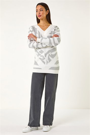 Abstract Jacquard Knit Jumper 16177436