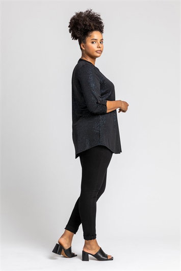 Curve Glitter Button Tunic Top 19123109