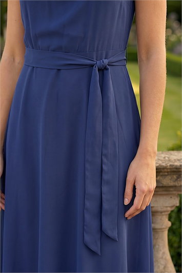 Chiffon Pleated Neck Midi Dress 14726460