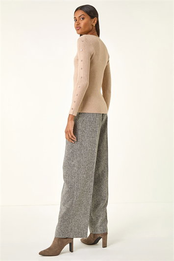 Button Ribbed Knit Jumper 16235706