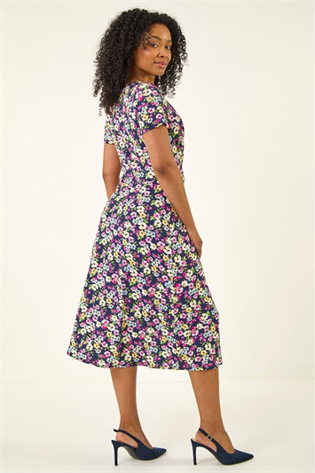 Petite Floral Twist Front Midi Dress 14915760