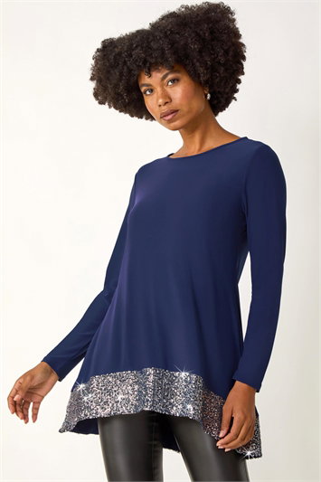 Sequin Hem Tunic Stretch Top 19242160