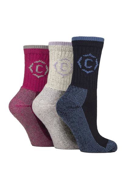 Black 3 Pairs Heavy Duty Cushioned Hiking Socks