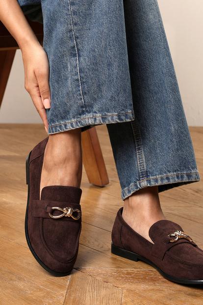 Black Freyja Knot Trim Hardware Detail Flat Loafers