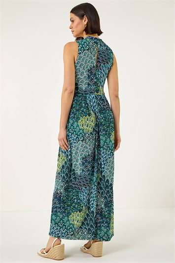 Peacock Twist Front Maxi Dress 14876234