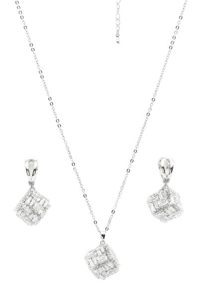 Metallic Glittering Symphony Necklace And Earrings Set