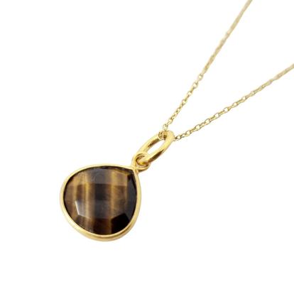 Metallic 18Ct Gold Plated Tiger's Eye Protection Crystal Necklace