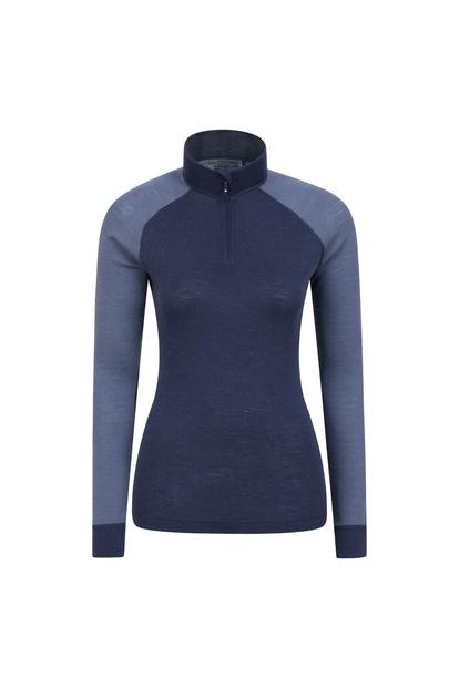 Purple Merino Wool Zip Neck Thermal Top