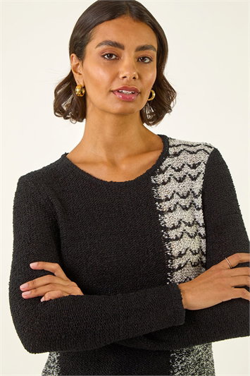 Black Textured Knit Jumper