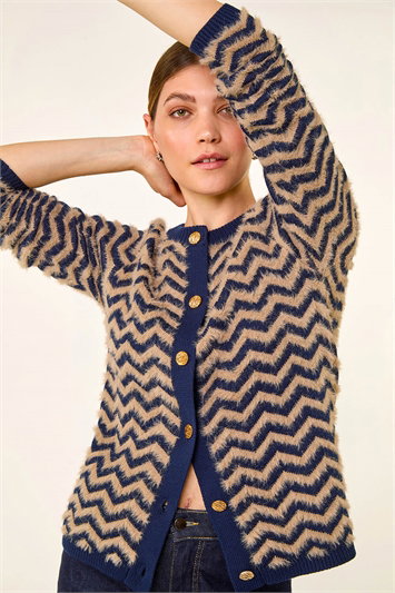 Fluffy Stripe Knit Cardigan 16220460