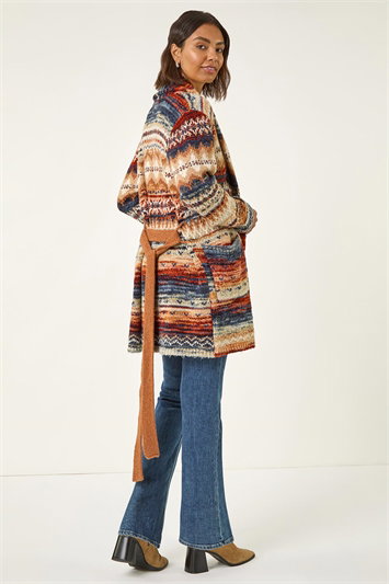 Jacquard Knit Belted Cardigan 16233014