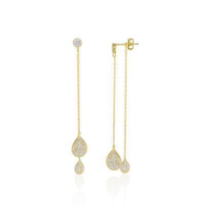 Metallic Raindrop Sterling Silver Chain Drop Earring
