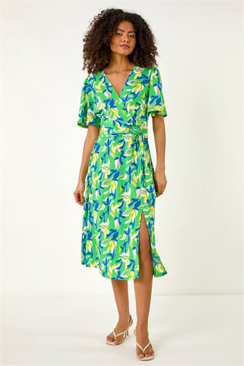 Dusk Leaf Print Midi Dress 14724334
