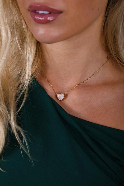 Metallic Heart Necklace & Earrings - Gift Boxed