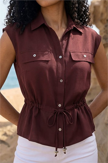 Safari Tie Waist Button Jacket 15056719
