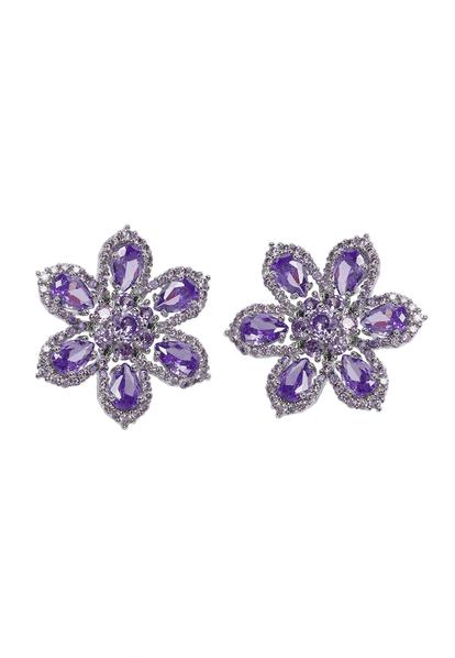 Purple Lilac Floral Stud Earrings