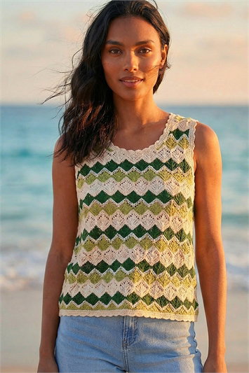Wave Crochet Knit Vest 16337234