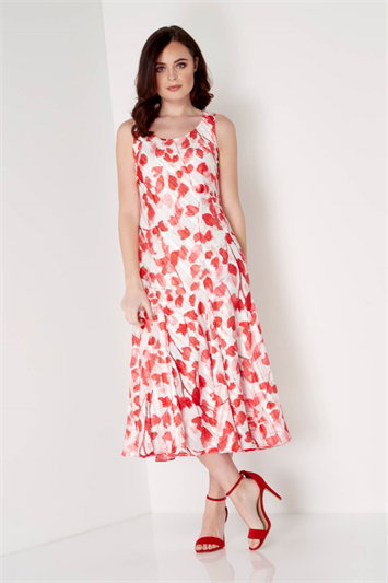 Poppy Print Bias Cut Midi Dress 14076078