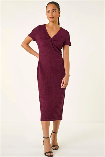 Petite Textured Twist Midi Dress 14806495
