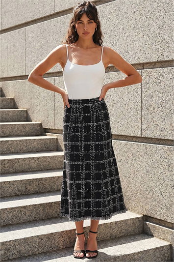 Textured Knit Tweed Skirt 17082408