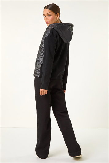 Diamond Quilted Hooded Mix Jacket 15031008