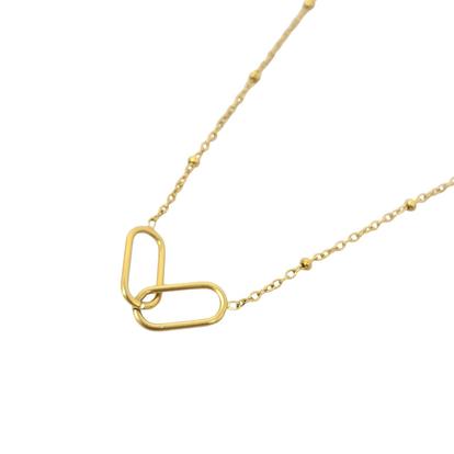 Metallic Interlocking Paperclip Infinity Gold Plated Necklace
