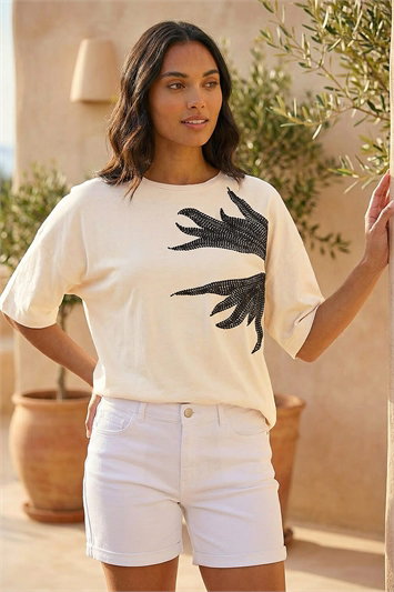 White Oversized Embroidered T-Shirt