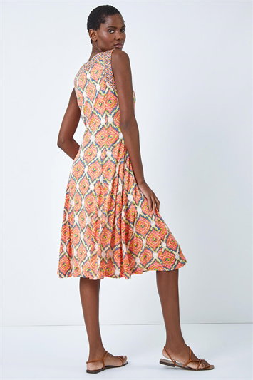Sleeveless Geometric Print Swing Dress 14358064