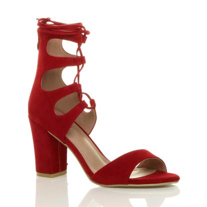 High Block Heel Lace Up Ghillie Sandals M000031412