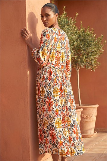 Abstract Print Empire Waist Dress 14895526