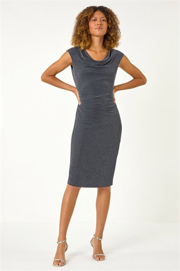 Shimmer Cowl Neck Stretch Dress 14472936