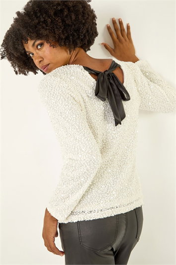 Sequin Bow Back Snit Top 19460738