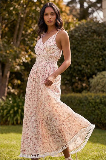 Ditsy Floral Print V-Neck Maxi Dress 14731478